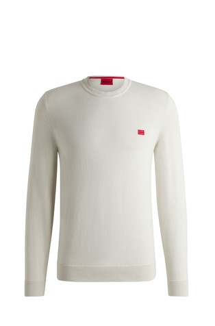 Organic-cotton sweater with red logo label