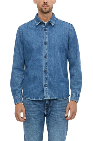 Regular fit cotton denim shirt