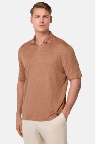 Stretch Linen Jersey Polo Shirt