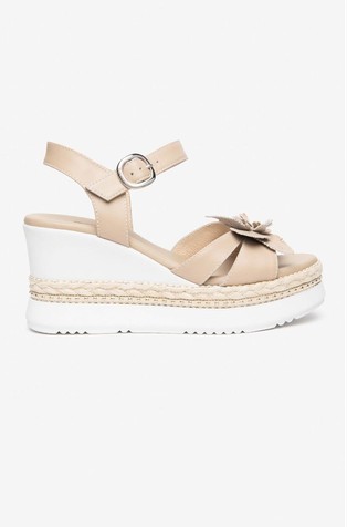 Leather Sandals with Flower Detail