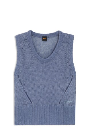 Relaxed fit prosojno pleten brezrokavnik