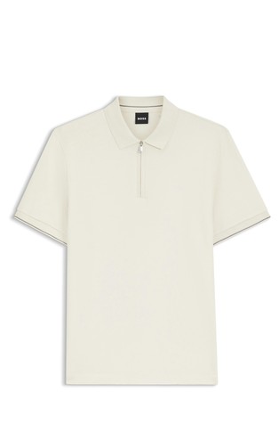 Regular-fit polo with half zip