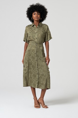 Flare skirt in viscose with flowery jacquard effect