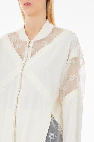 LIU JO Jacket with logo tulle inserts White Milk 3