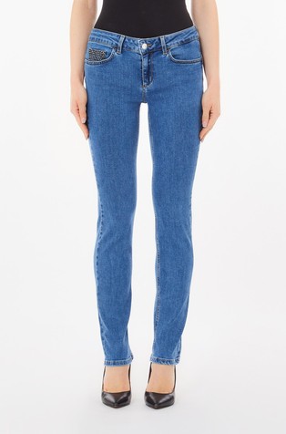 Slim fit jeans with gemstones