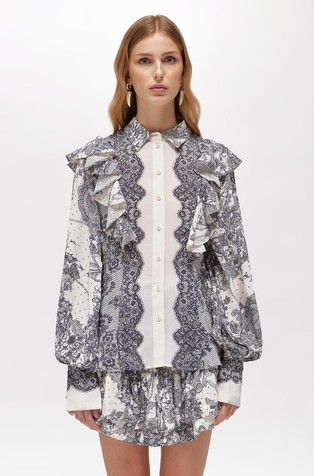 Srajca z vzorcem čipke in naborki