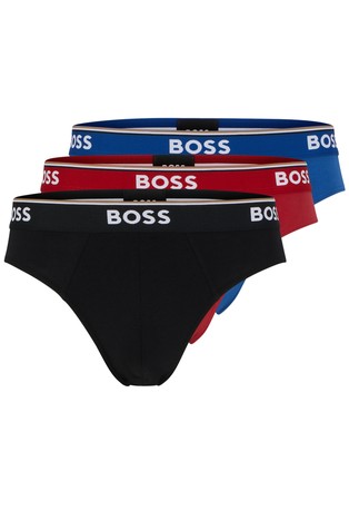 Three-pack of logo-waistband briefs in stretch cotton