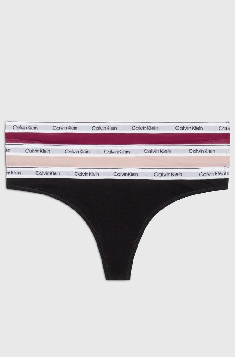 CALVIN KLEIN 3 Pack Thongs - Modern Logo Multi 