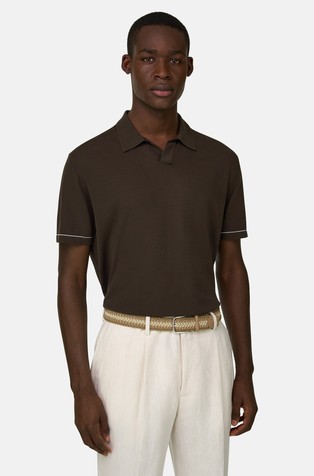 Cotton Crêpe Knit Polo Shirt