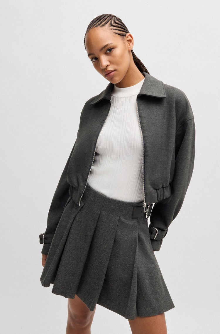 HUGO BOSS Collared jacket with buckled cuffs Grey 