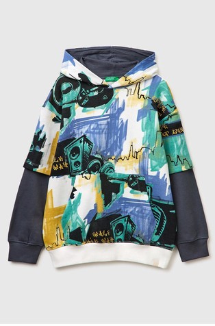 Oversized fit pulover s kapuco in vzorcem