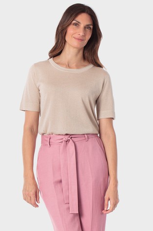 Viscose-blend knit tee with lurex