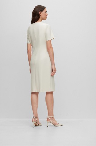 HUGO BOSS Obleka iz viskozne mešanice z asimetričnimi zadrgami Bela - Open White 2