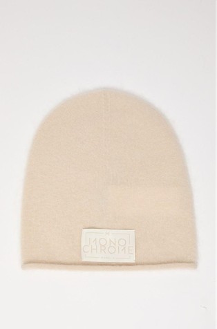 Monochrome wool and cashmere blend beanie