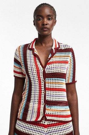 TSGERDI pletena črtasta srajca s kratkimi rokavi