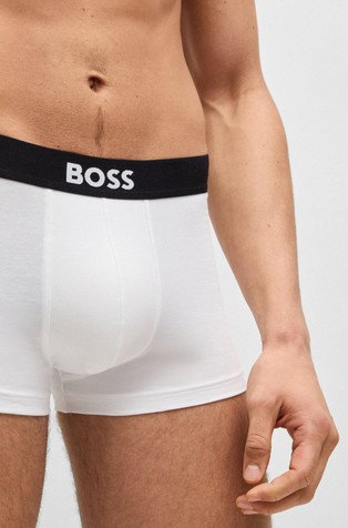 HUGO BOSS Paket 3 bombažnih boksaric z logo pasom Bela - White 4