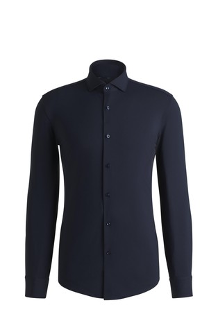 Slim fit srajca iz strukturiranega performance-stretch jerseya