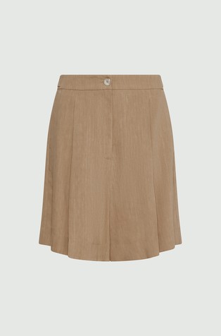 MARELLA Monochrome kratko hlačno krilo iz lanene mešanice Rjava - Brown 3