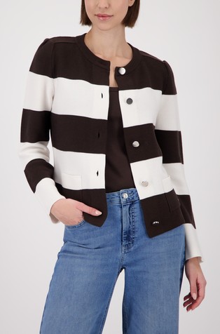 Striped knitted cardigan in cotton-blend