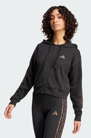 Essentials jopa s kapuco in živalskimi 3-Stripes logo črtami