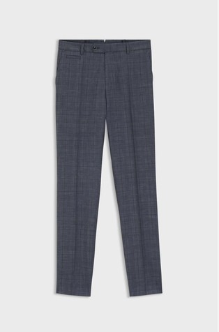 Slim fit kariraste hlače iz volnene mešanice