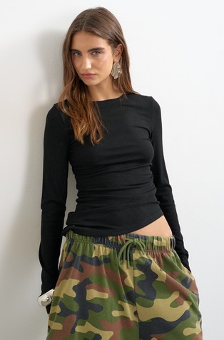 TSRIA asymmetric rib ruched top