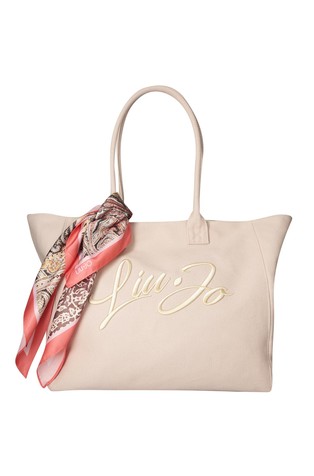 Cotton knit logo tote bag