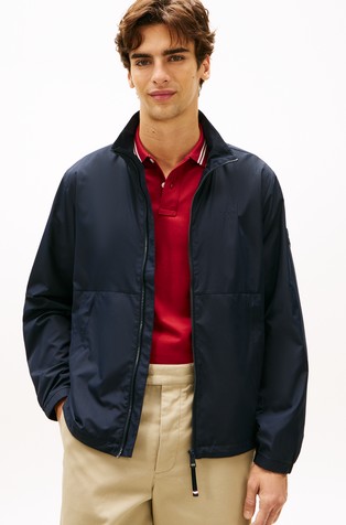Mock-neck jacket with logo patch