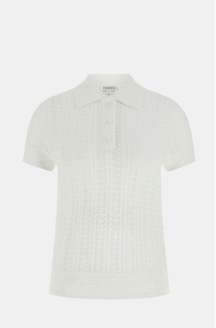 Pointelle-knit polo