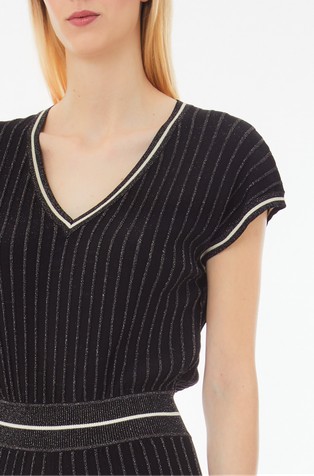 LIU JO Viscose and lurex®-blend knit jumpsuit Black 3