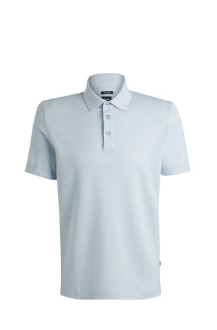 Knit polo shirt in cotton and linen