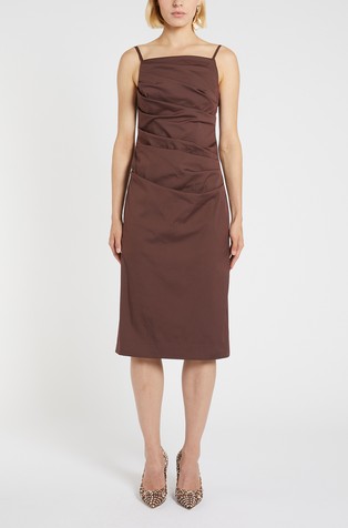 Obleka iz bombažne mešanice z drapiranimi detajli