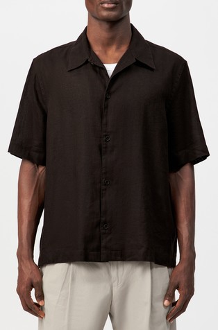 Srajca s kratkimi rokavi iz lanene mešanice