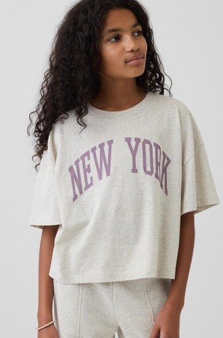 Oversized fit majica s kratkimi rokavi in napisom za deklice