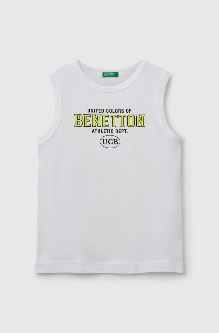 BENETTON Logo majica brez rokavov iz organskega bombaža Bela - White 