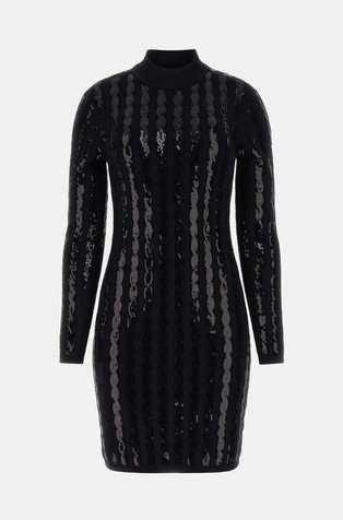 GUESS Sequined mini dress in viscose-blend Black 5