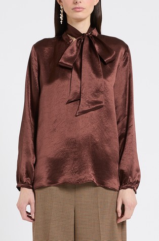 Satin blouse with bow detail