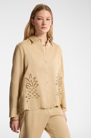 Linen shirt with openwork embroidery