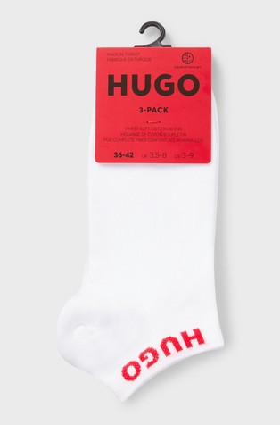 HUGO BOSS Paket 3 parov nizkih nogavic z logotipom Bela - White 3
