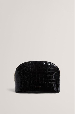 Manjša lakasta kozmetična torbica z vzorcem krokodilje kože
