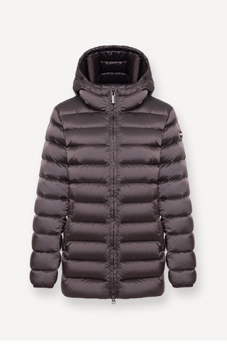 Water-repellent hooded down jacket