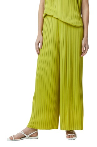 Pleated wide-leg satin trousers