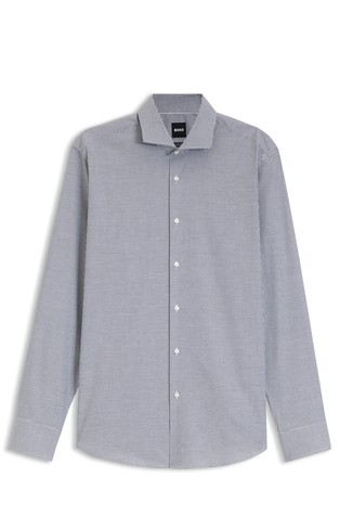 Regular-fit shirt in structured stretch cotton