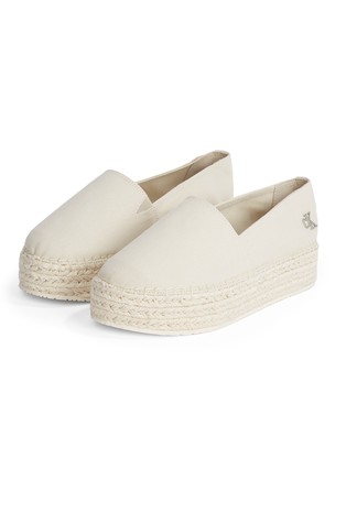 CALVIN KLEIN Canvas Platform Espadrilles Cream 2
