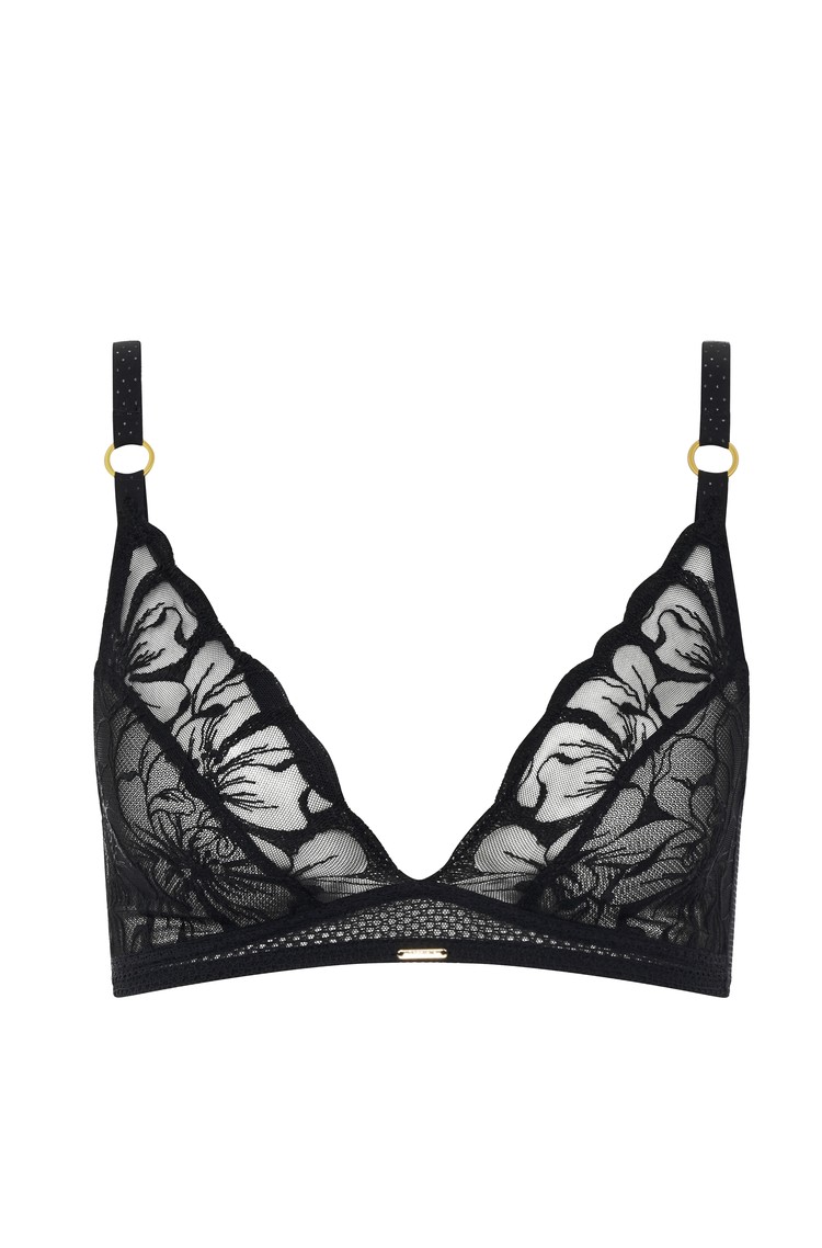 CHANTELLE Fleurs čipkast modrček brez opore Črna - Black 