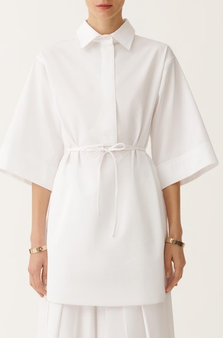 Wide fit tunic shirt in cotton poplin