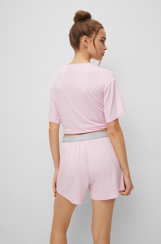 HUGO BOSS Pyjama shorts with logo waistband Light/Pastel Pink 3