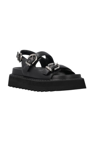PINKO Kate usnjeni sandali s platformo Črna - Black 2