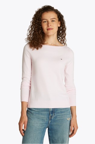 Boat neck cotton-blend jumper