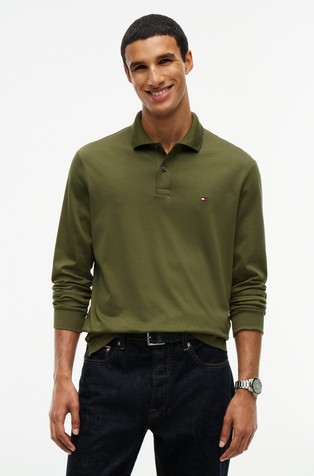Regular fit polo majica z dolgimi rokavi